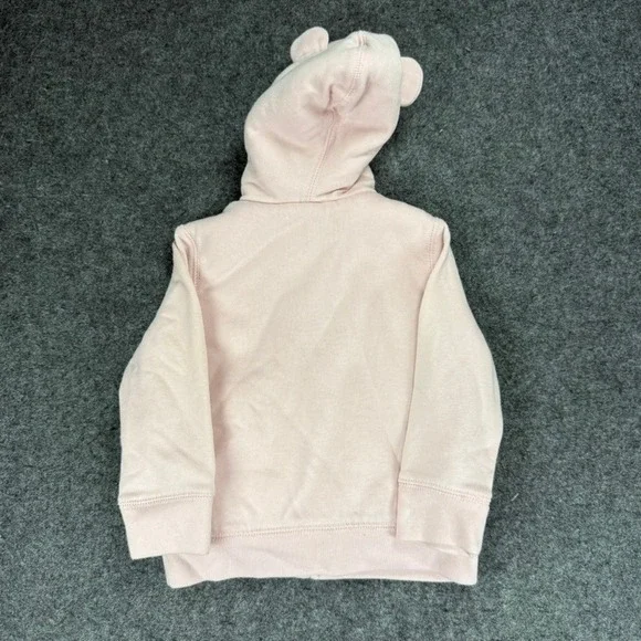 Baby GAP 18-24 Months Pink Bear Ear Hooded Sherpa Lined Zip Up Sweatshirt - Picture 3 of 7